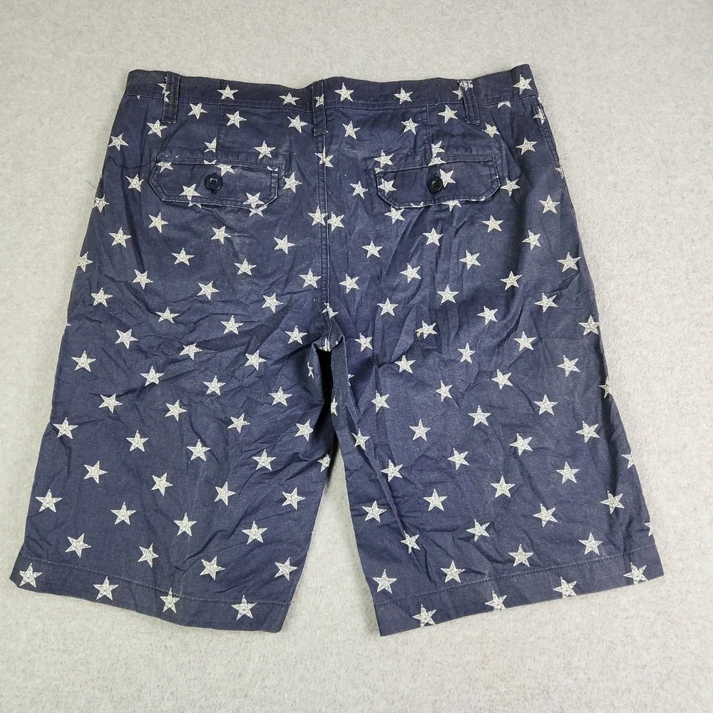 Southpole Shorts Mens 38 Blue Star Print Flat Front Casual Streetwear Americana